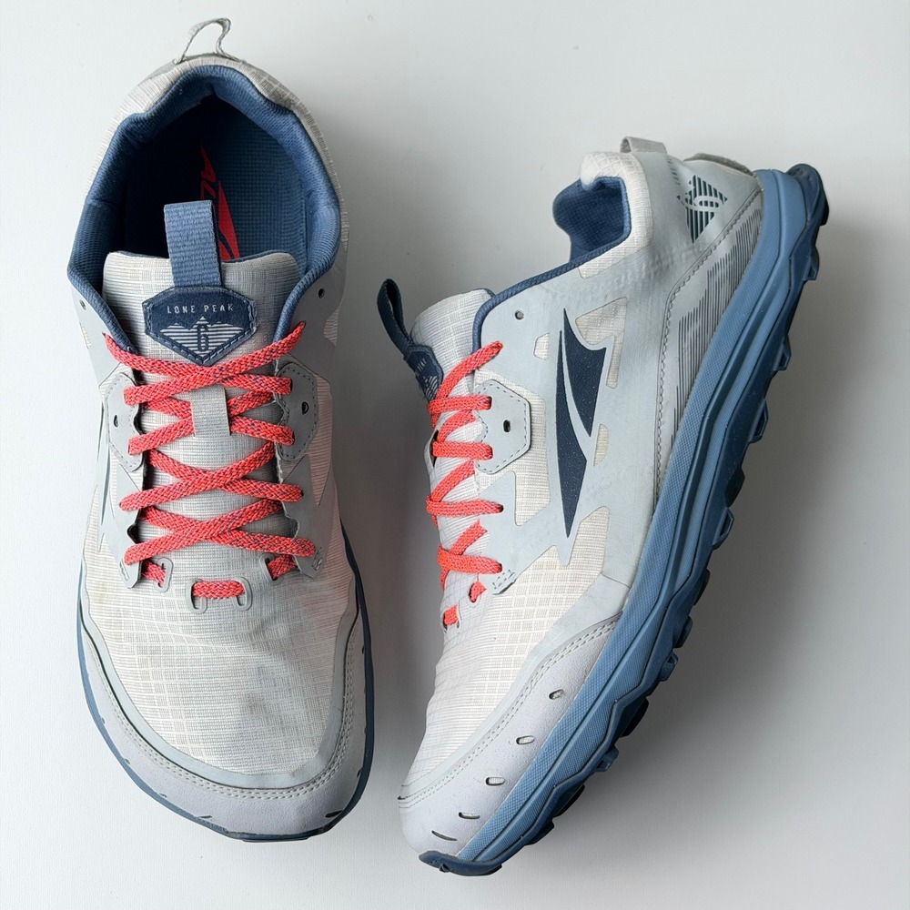 Altra Lone Peak 6 Trail Running Shoes Mens 12 Grey Blue ZeroDrop Barefoot Hiking